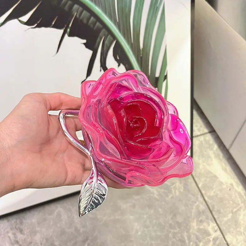 Clear Acrylic Rose Clutch Ladies Evening Bags for Women Handbag Candy Color Flower Shaped Shoulder Crossbody Bag Wedding Purse