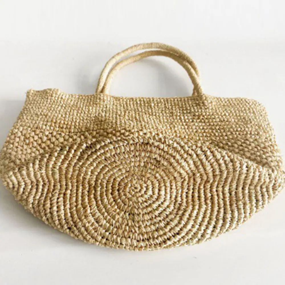 Summer Raffia Beach Bags for Women Handbag Bohemian Woven Straw Bag Vacation Bucket Bag Handmade Shoulder Bags Shopper Tote NEW