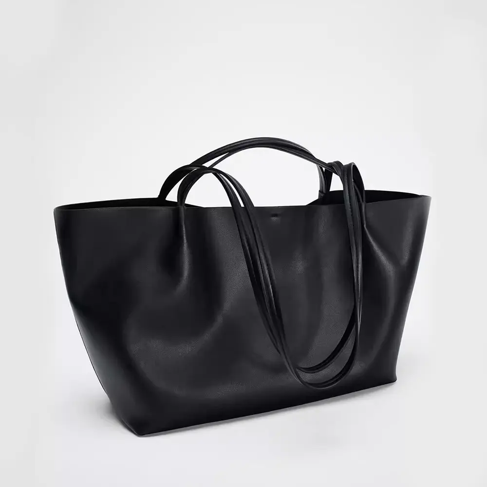 Large Capacity Tote Bags for Women Handbags High Quality Shoulder Bag Luxury Designer Bags Black PU Leather Shopper Purses New