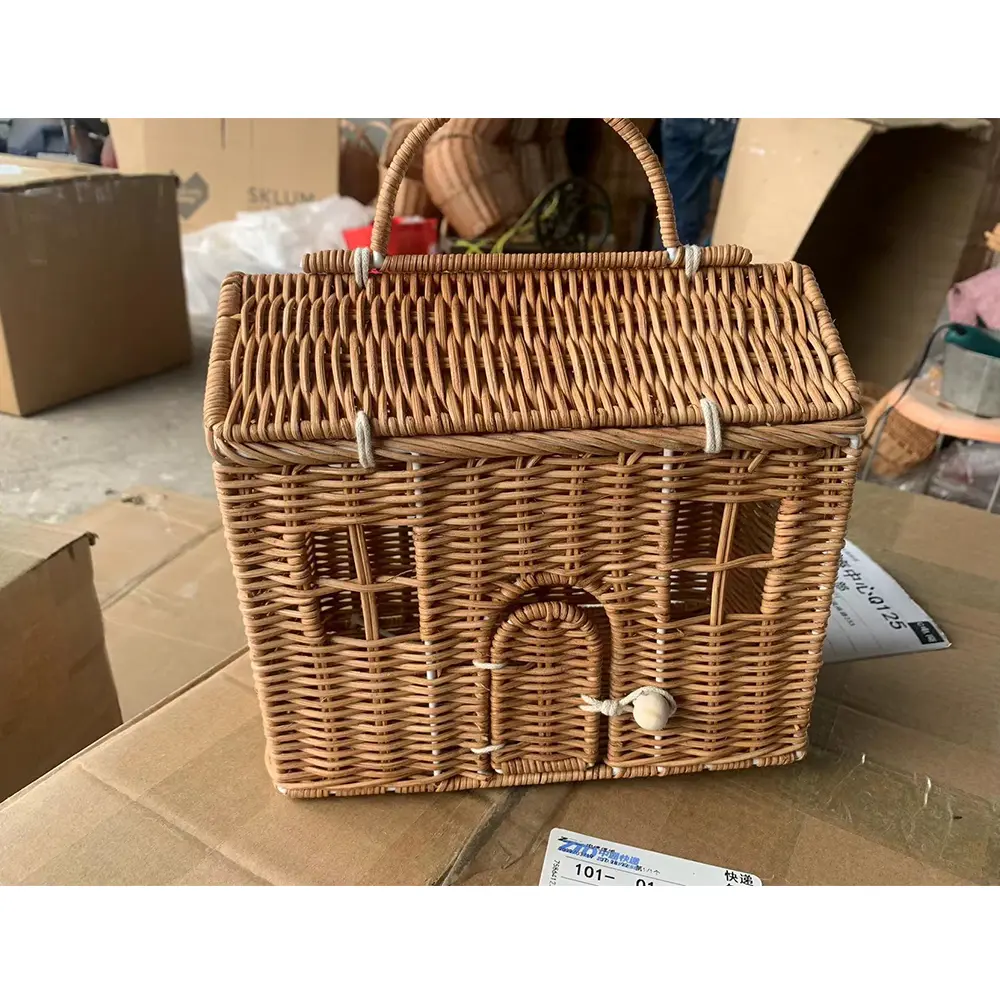 Handmade Woven House Rattan Bag Cute Wicker Straw Bags for Women 2023 Handbags and Purses Bohemian Beach Shoulder Bag Clutch New