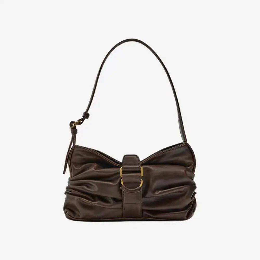 Fashion Ruched Shoulder Bag Soft PU Leather Woman Designer Handbags High Quality Armpit Bags for Woman 2024 Square Phone Purses