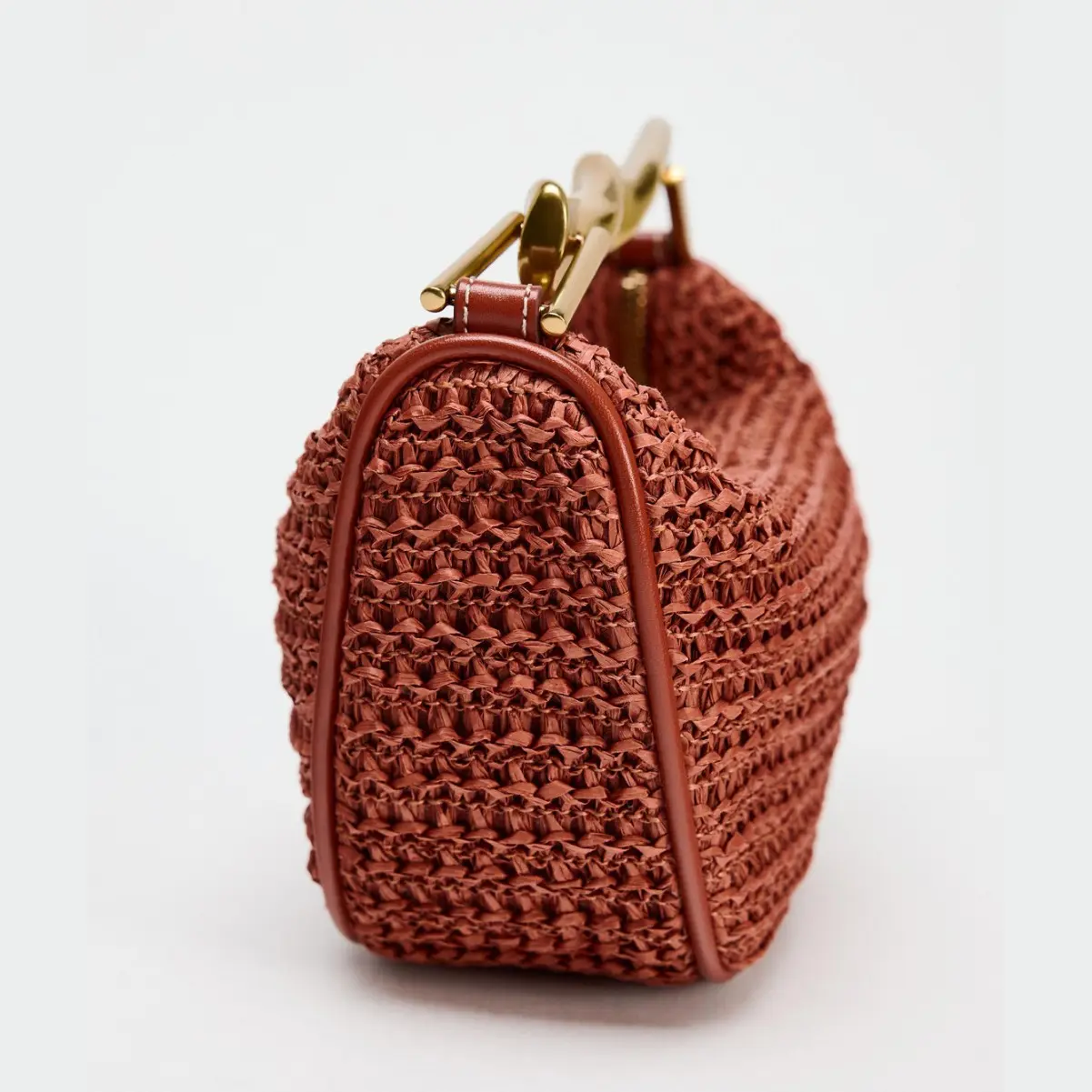 Half Moon Woven Beach Bag Summer Rattan Straw Bags for Women Designer Shoulder Bags Metallic Handle Handbag Clutch Crossbody Bag