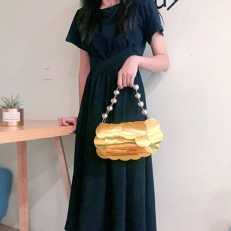 Luxury Sequined Evening Bags for Women Handbag Fashion Beading Handle Shoulder Bag Handmade Party Wedding Clutch Phone Purses