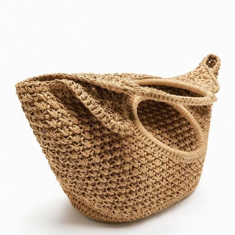Round Handle Woven Bag Summer Raffia Straw Bags Designer Handbags Handmade Large Travel Beach Bags for Woman Shopper Tote Clutch