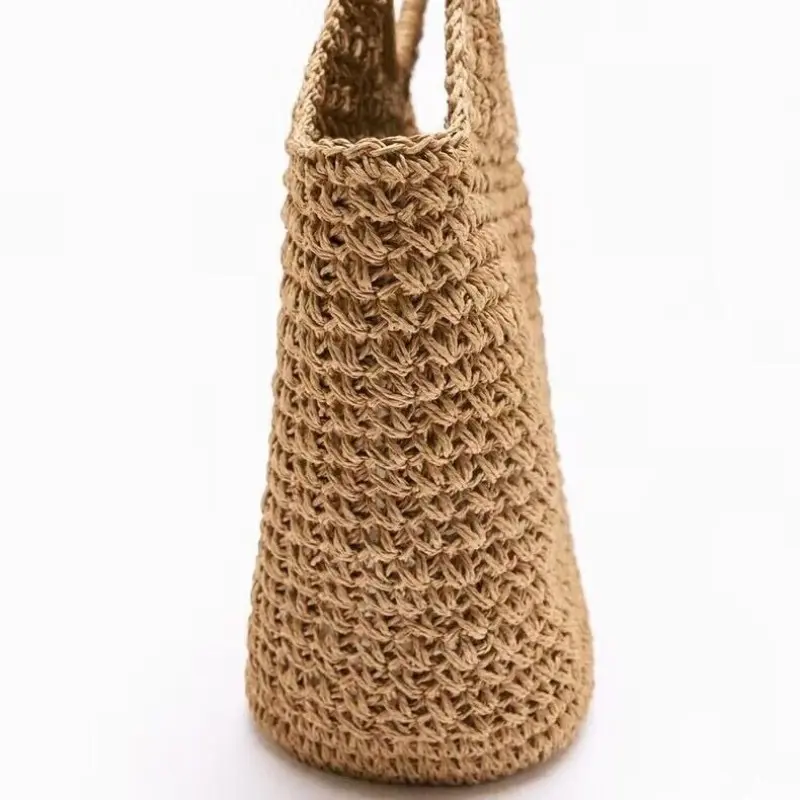 Round Handle Woven Bag Summer Raffia Straw Bags Designer Handbags Handmade Large Travel Beach Bags for Woman Shopper Tote Clutch