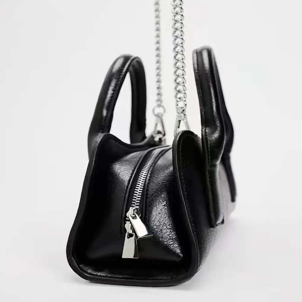 Mini Black Women Handbags Casual PU Leather Shoulder Crossbody Bag Tote Bags for Women 2025 Clutch Small Chains Phone Flap NEW