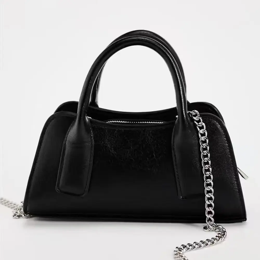 Mini Black Women Handbags Casual PU Leather Shoulder Crossbody Bag Tote Bags for Women 2025 Clutch Small Chains Phone Flap NEW