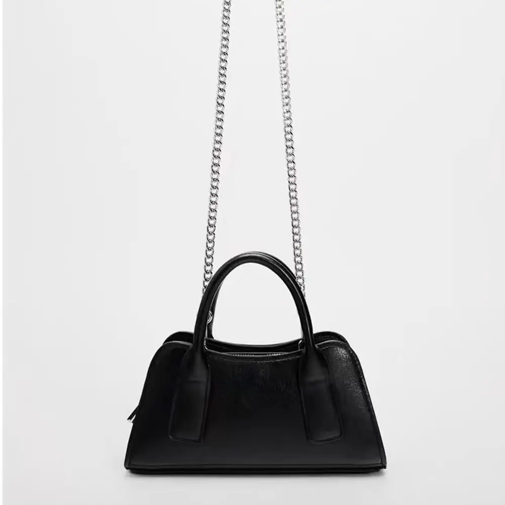 Mini Black Women Handbags Casual PU Leather Shoulder Crossbody Bag Tote Bags for Women 2025 Clutch Small Chains Phone Flap NEW