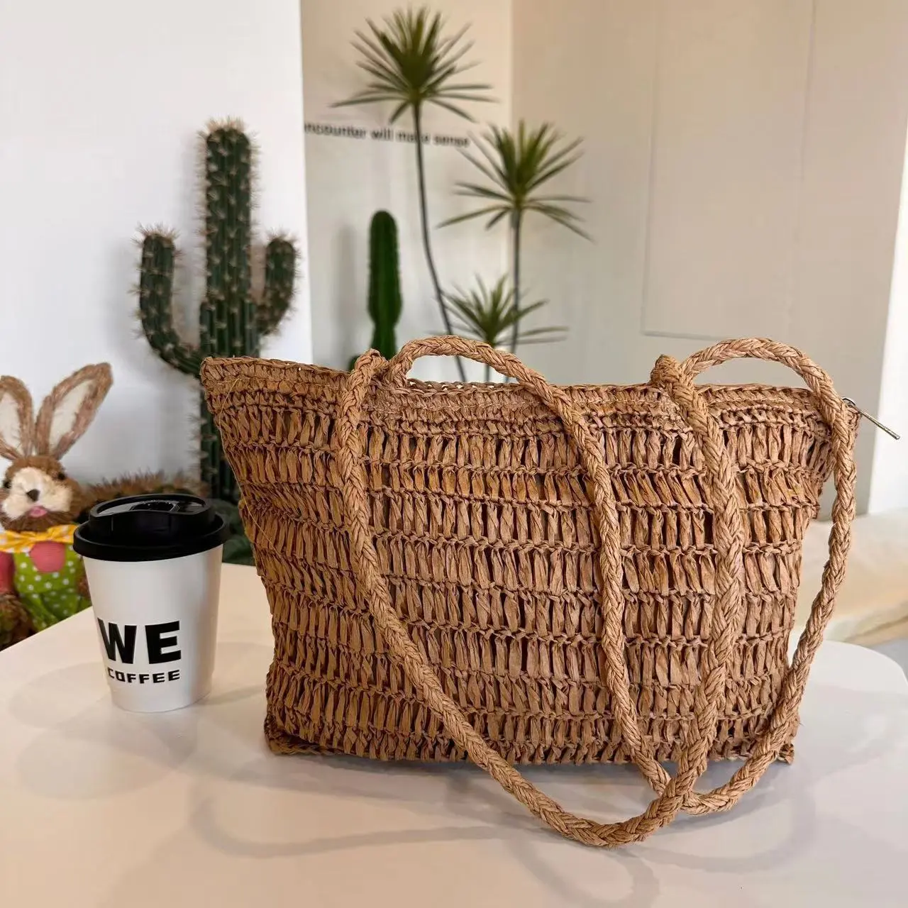 Summer Flower Woven Tote Bag Bohemian Travel Straw Bags for Women Handbags Designer Shoulder Bags Bali Beach Bag Shopper Purses
