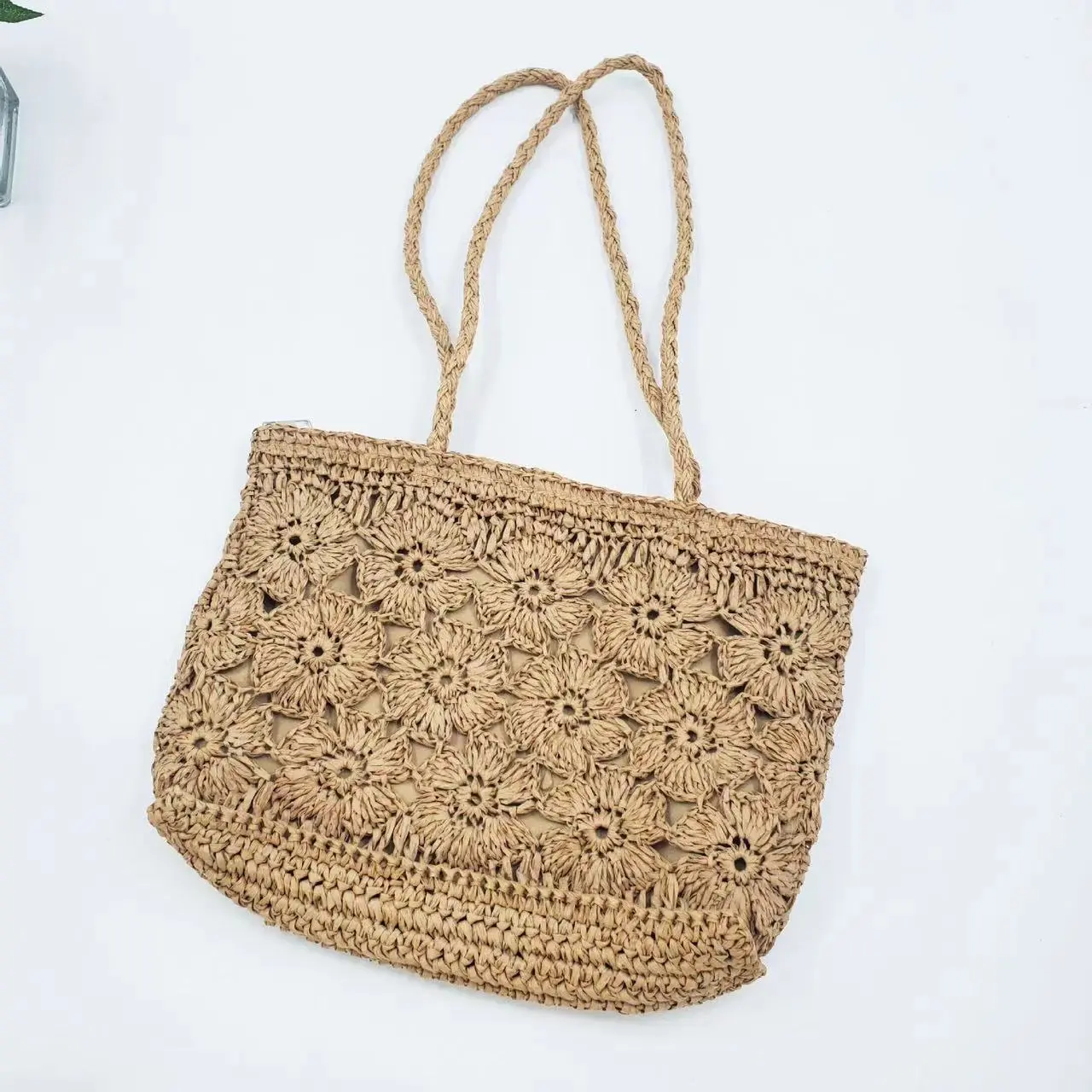 Summer Flower Woven Tote Bag Bohemian Travel Straw Bags for Women Handbags Designer Shoulder Bags Bali Beach Bag Shopper Purses