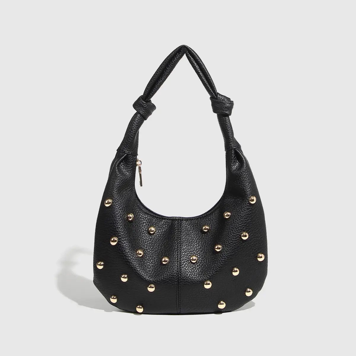 Metallic Rivet Women Shoulder Bag Half Moon Yellow Bags for Women Handbag Soft PU Leather Cloud Bag Croissant Shopper Purses NEW