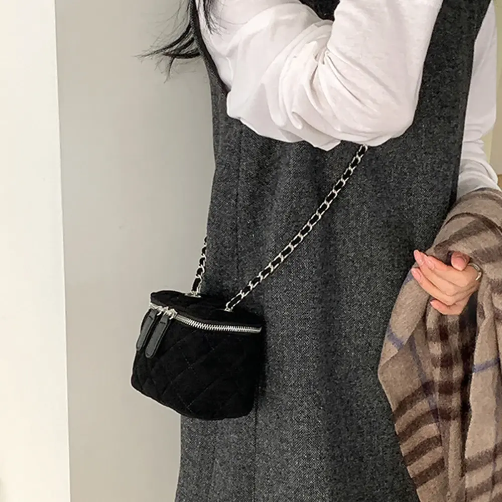 Mini Suede Women Shoulder Bag Luxury Handbag 2025 New Lingge Box Bags for Women Chains Sling Crossbody Bag Coins Lipstick Purse