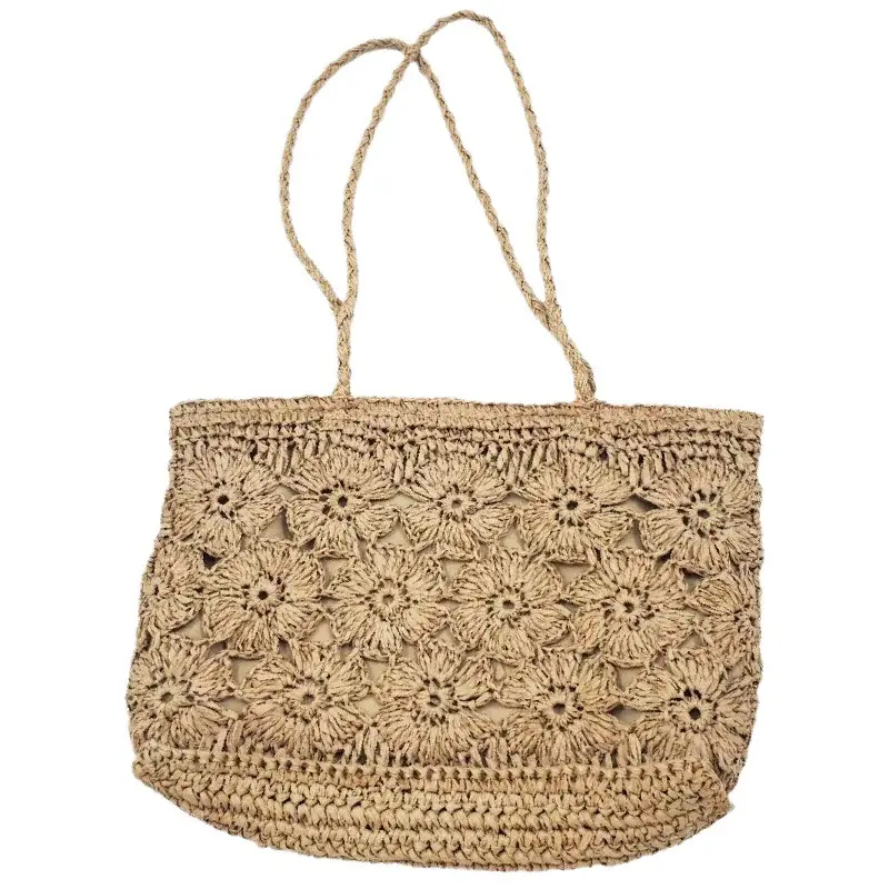 Summer Flower Woven Tote Bag Bohemian Travel Straw Bags for Women Handbags Designer Shoulder Bags Bali Beach Bag Shopper Purses