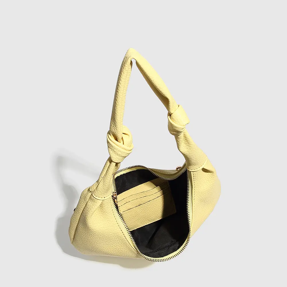 Metallic Rivet Women Shoulder Bag Half Moon Yellow Bags for Women Handbag Soft PU Leather Cloud Bag Croissant Shopper Purses NEW