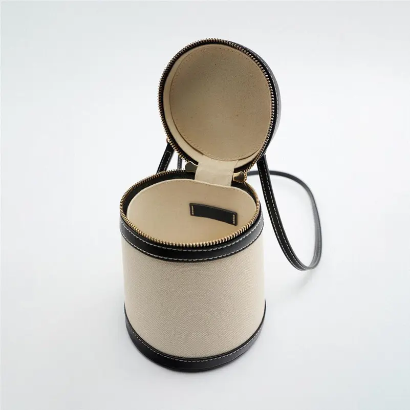 Casual Canvas Bucket Bag Barrel-shapde Women's Handbags Designer Brands Shoulder Crossbody Bags for Women 2023 Small Clutch Flap