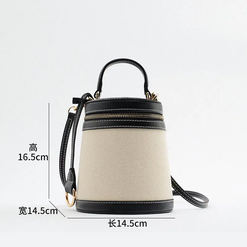 Casual Canvas Bucket Bag Barrel-shapde Women's Handbags Designer Brands Shoulder Crossbody Bags for Women 2023 Small Clutch Flap