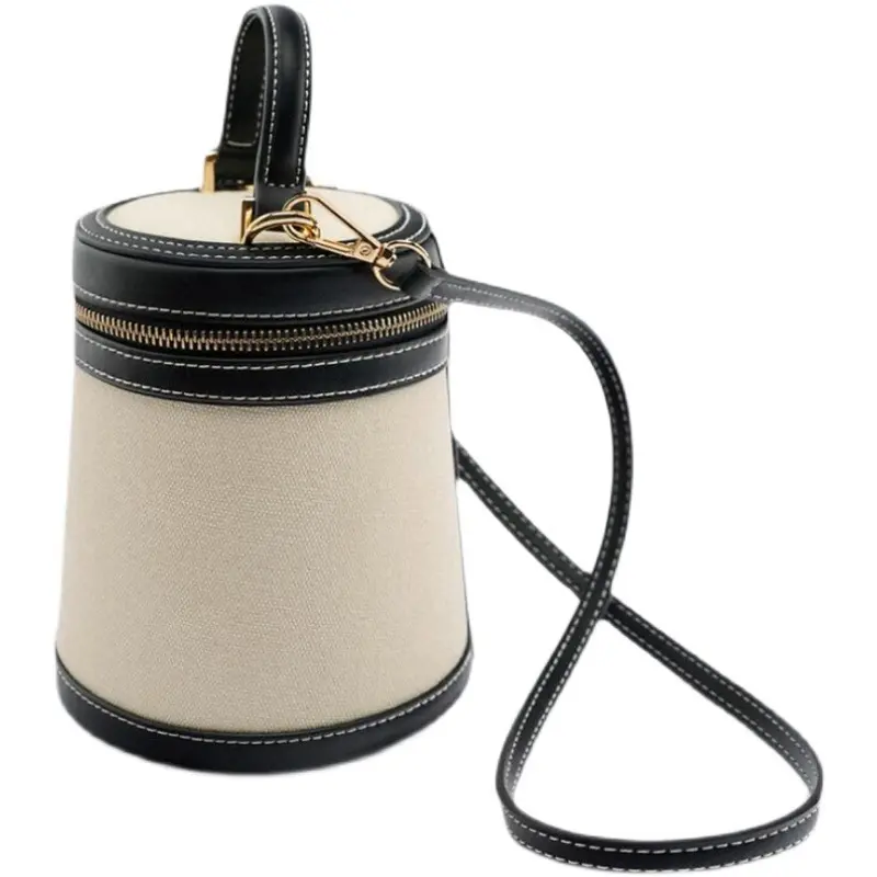 Casual Canvas Bucket Bag Barrel-shapde Women's Handbags Designer Brands Shoulder Crossbody Bags for Women 2023 Small Clutch Flap