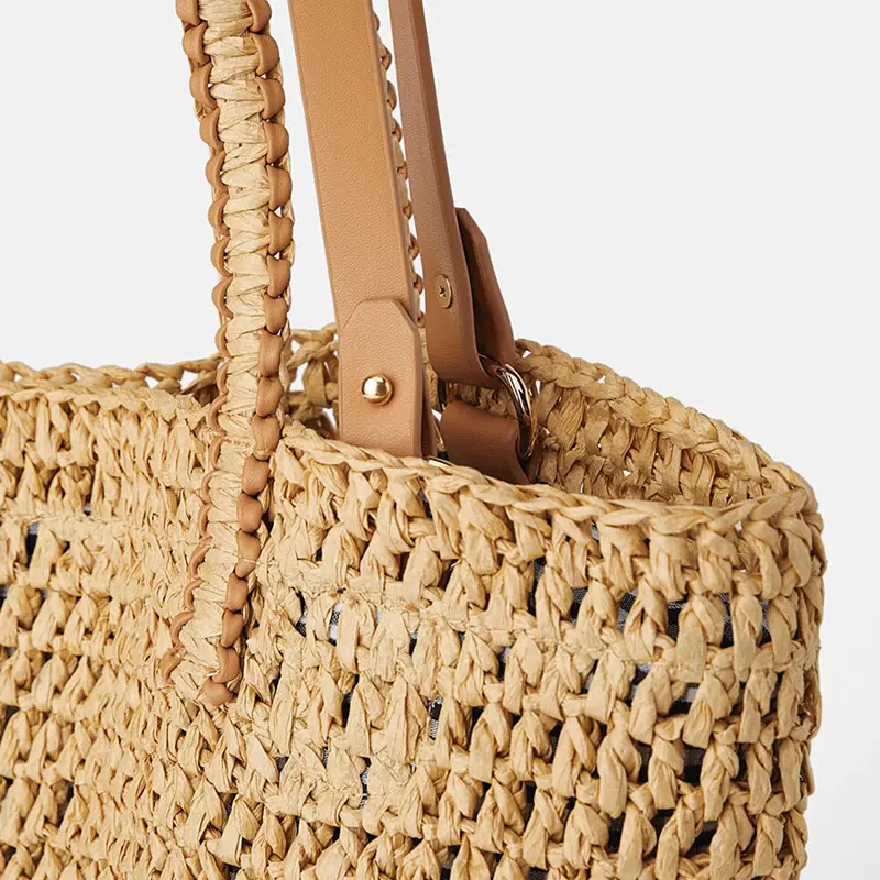 Large Paper Rope Straw Bag Handmade Crochet Handbags Bohemian Woven Travel Beach Bags for Women Shoulder Bag Hollow Shopper Tote