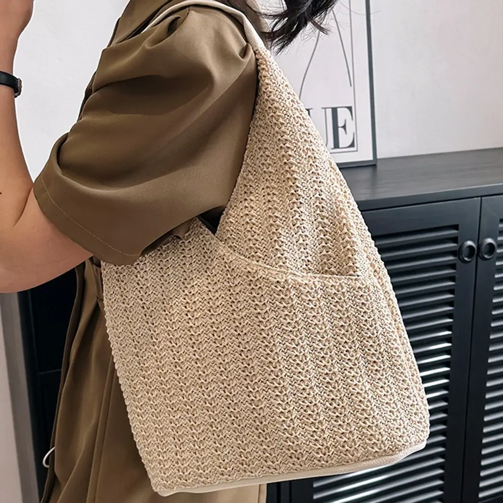 Summer Woven Beach Bags for Women Bohemian Tote Shoulder Bag Paper Rope Travel Straw Bag Handmade Handbags 2025 Bali Shopper NEW