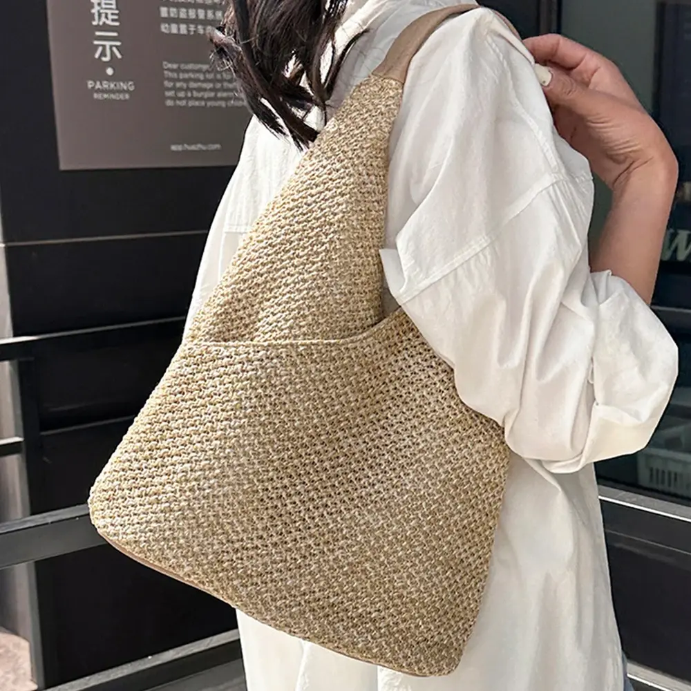 Summer Woven Beach Bags for Women Bohemian Tote Shoulder Bag Paper Rope Travel Straw Bag Handmade Handbags 2025 Bali Shopper NEW