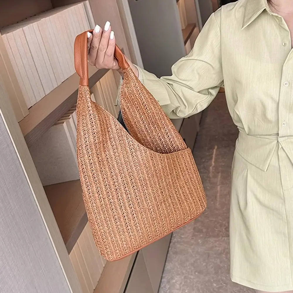 Summer Woven Beach Bags for Women Bohemian Tote Shoulder Bag Paper Rope Travel Straw Bag Handmade Handbags 2025 Bali Shopper NEW