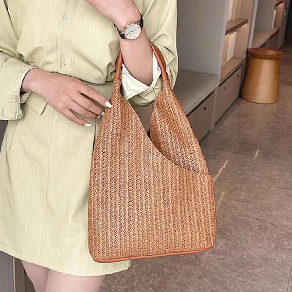 Summer Woven Beach Bags for Women Bohemian Tote Shoulder Bag Paper Rope Travel Straw Bag Handmade Handbags 2025 Bali Shopper NEW
