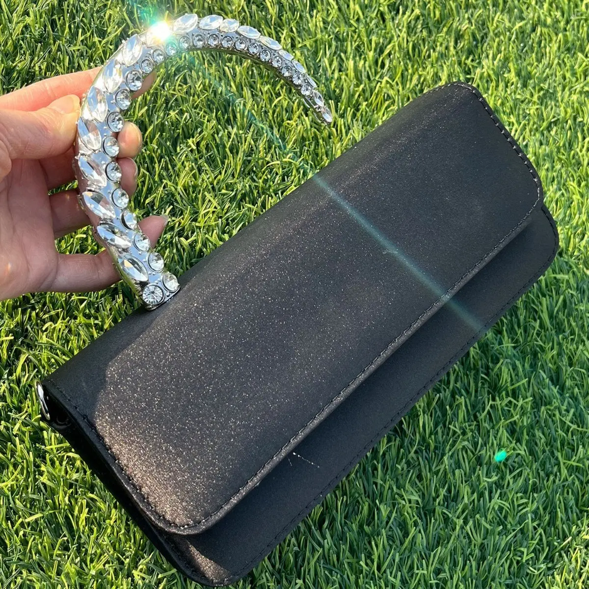 Luxury Crystal Handle Women Handbag Fashion Satin Silk Evening Bags for Women Diamond Shoulder Crossbody Bag Party Clutch Ladies