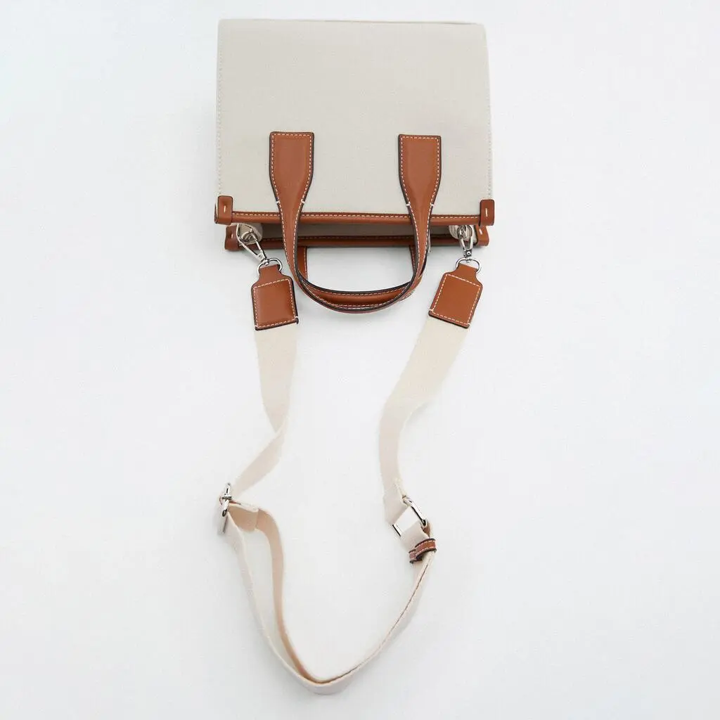 Casual Canvas Tote Handbags Luxury Brands Wide Strap Women Shoulder Bag Designer Bags for Women 2022 Patchwork Crossbody Bag New