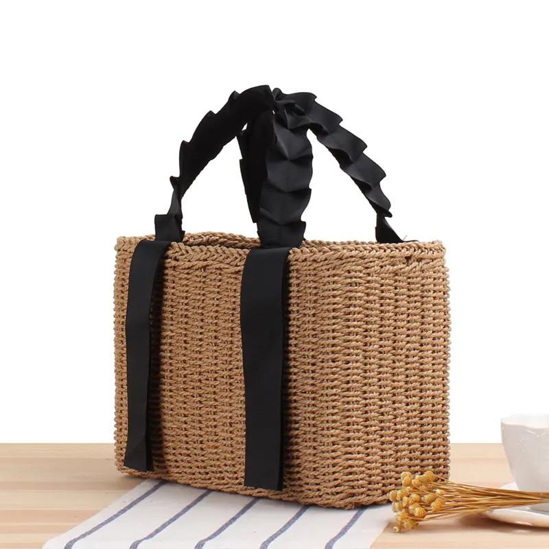 Summer Woven Straw Handbags for Women 2022 Bohemian Beach Tote Shopper Purses Boho Paper Knitting Basket Shoulder Bag Clutch New