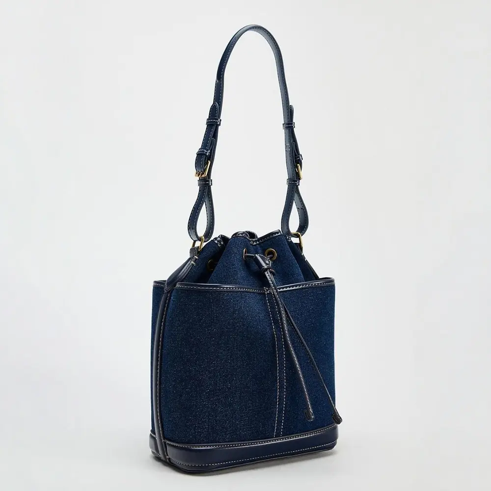 Fashion Denim Bucket Bags for Women Luxury Designer Handbags High Quality Canvas Shoulder Bag 2025 New Drawstring Women's Bag