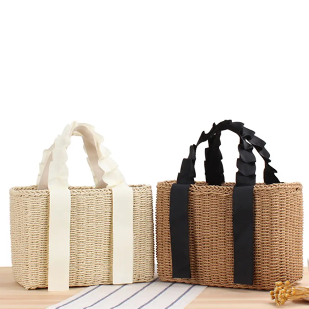 Summer Woven Straw Handbags for Women 2022 Bohemian Beach Tote Shopper Purses Boho Paper Knitting Basket Shoulder Bag Clutch New