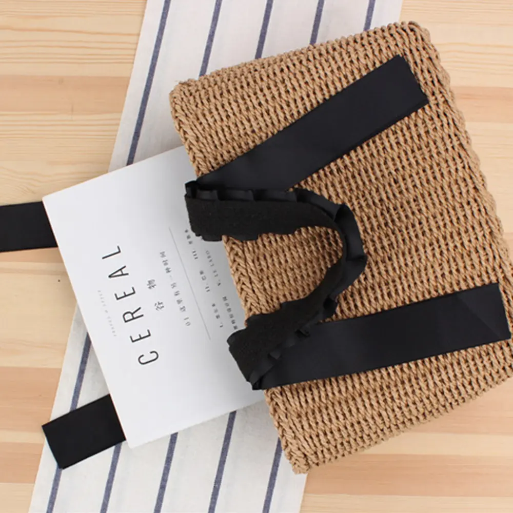 Summer Woven Straw Handbags for Women 2022 Bohemian Beach Tote Shopper Purses Boho Paper Knitting Basket Shoulder Bag Clutch New
