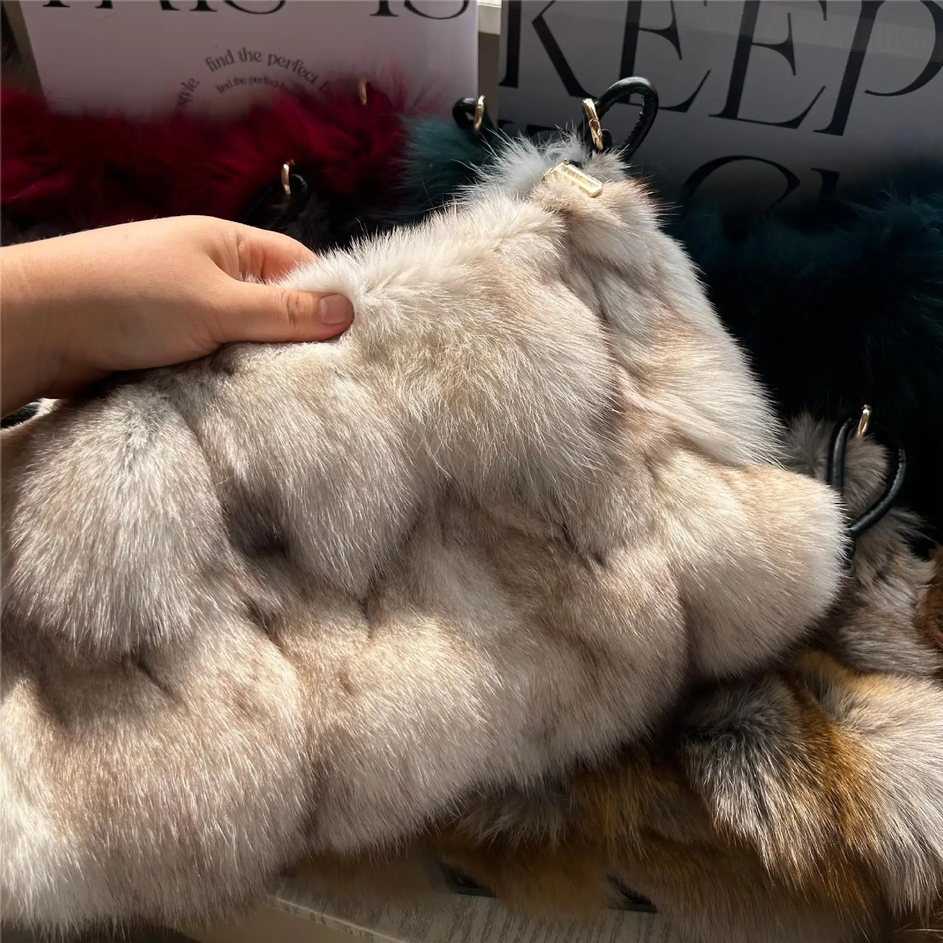 Fashion Fox Fur Bags for Woman Luxury Designer Women Handbag Fluffy Warm Plush Shoulder Bag Winter Soft Tote Crossbody Bag New