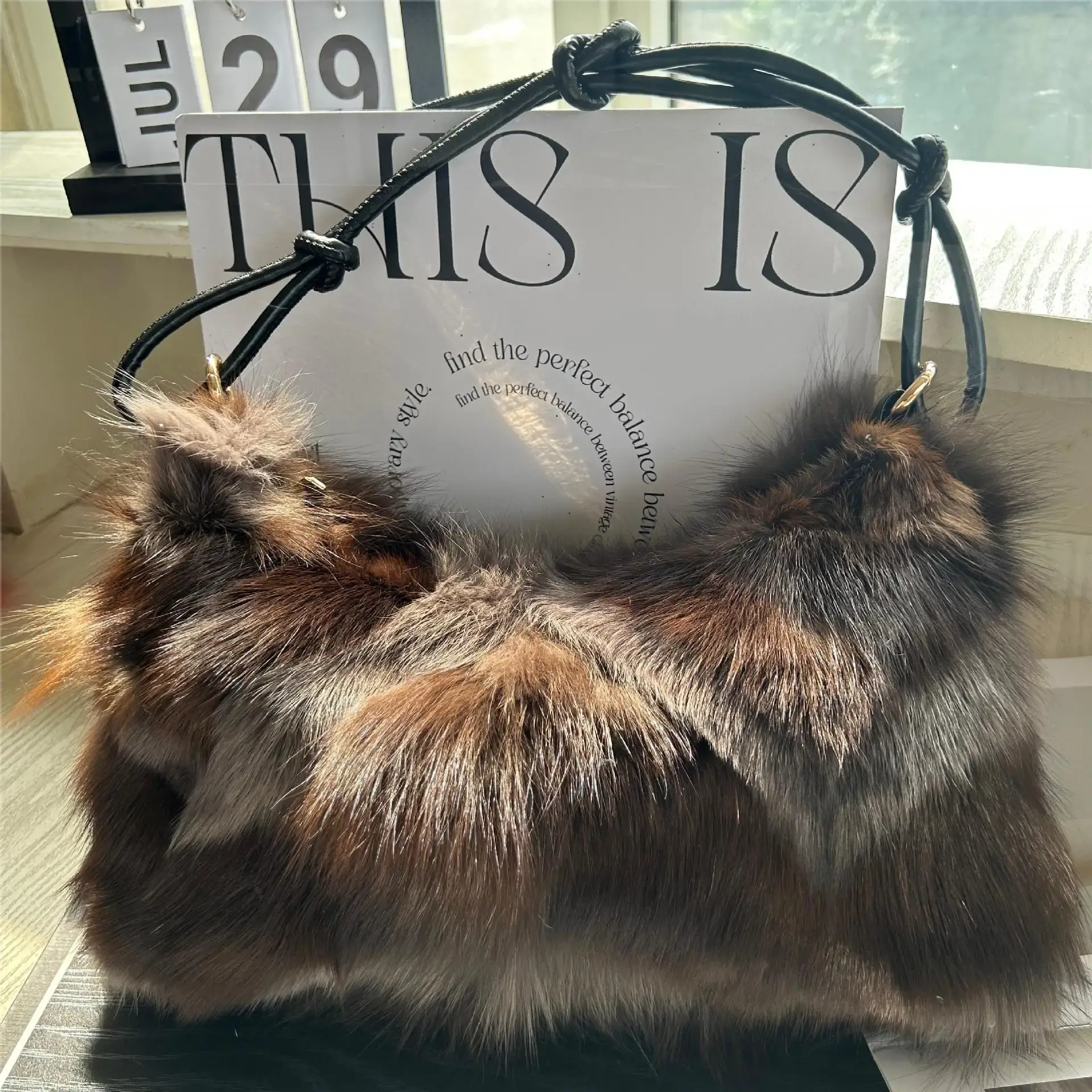 Fashion Fox Fur Bags for Woman Luxury Designer Women Handbag Fluffy Warm Plush Shoulder Bag Winter Soft Tote Crossbody Bag New