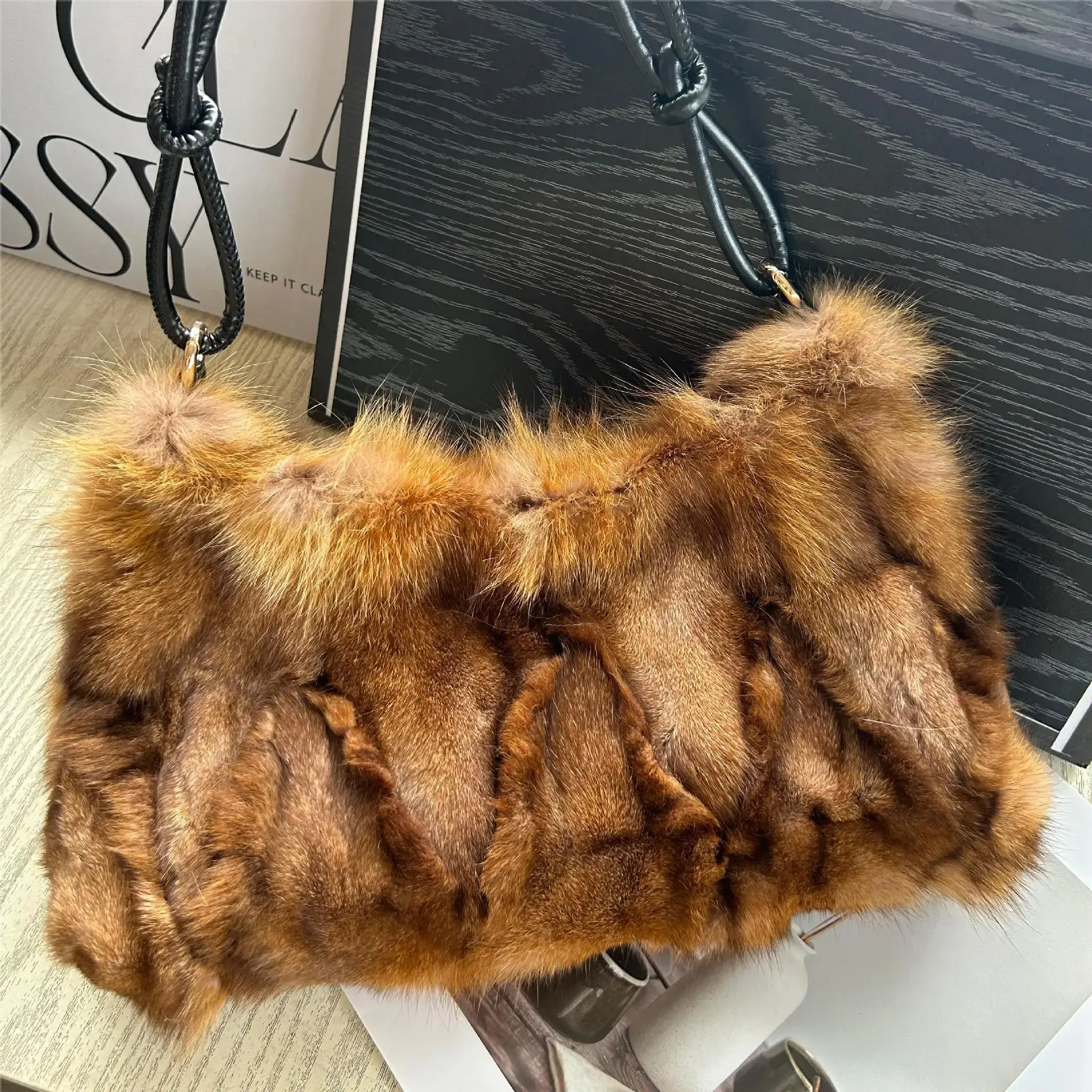 Fashion Fox Fur Bags for Woman Luxury Designer Women Handbag Fluffy Warm Plush Shoulder Bag Winter Soft Tote Crossbody Bag New