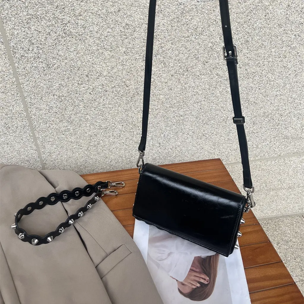 Luxury Rivet Women Shoulder Bag Punk Studded Crossbody Bags for Women 2025 PU Leather Underarm Bag Cover Handbags NEW Flap Purse