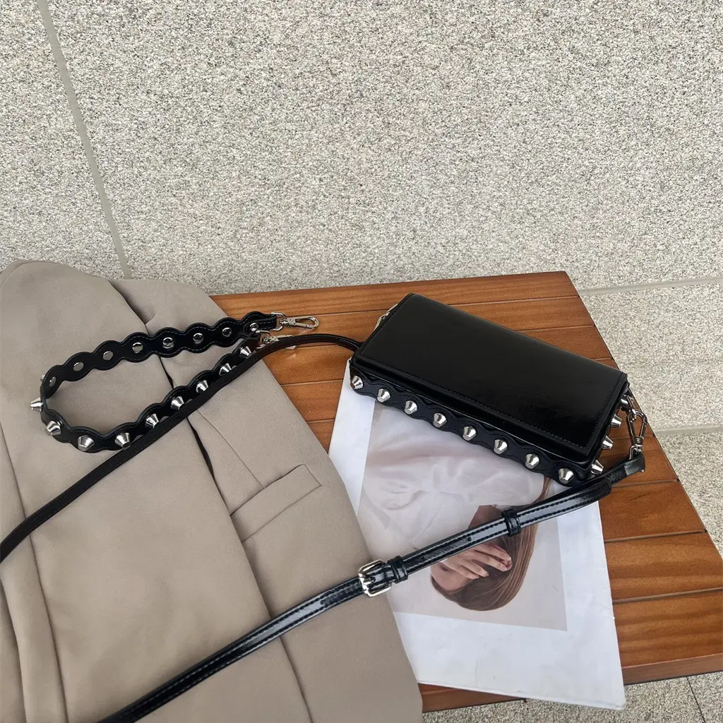Luxury Rivet Women Shoulder Bag Punk Studded Crossbody Bags for Women 2025 PU Leather Underarm Bag Cover Handbags NEW Flap Purse