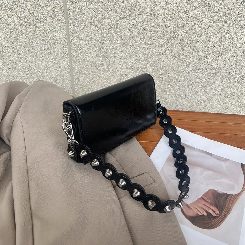 Luxury Rivet Women Shoulder Bag Punk Studded Crossbody Bags for Women 2025 PU Leather Underarm Bag Cover Handbags NEW Flap Purse