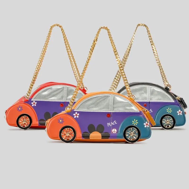 Cute Car Design Purses and Handbags Funny Purses for Women Contrasting Colors Box Bag Toy Car Shoulder Bags 2024 Girls Chic New