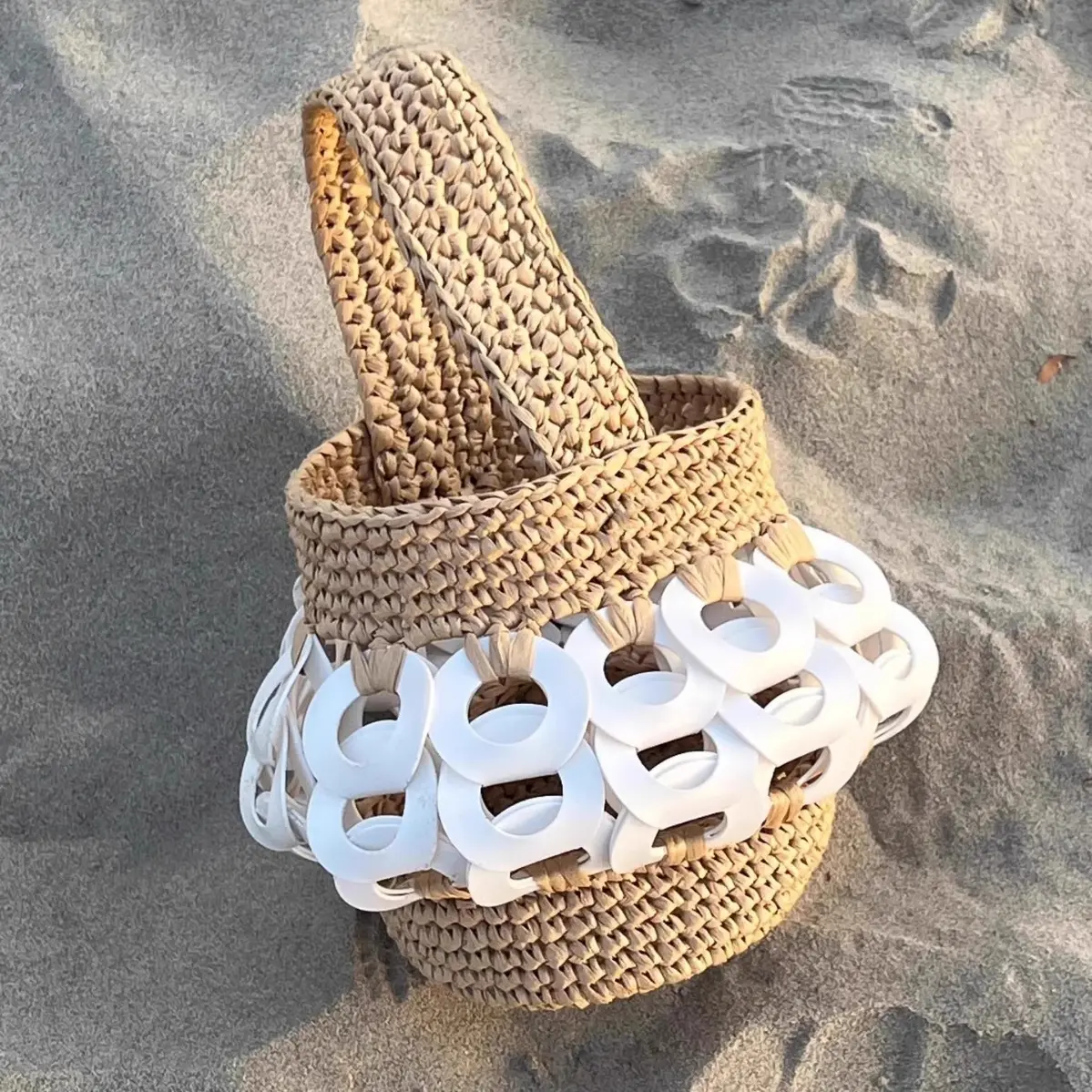 Luxury Patchwork Straw Bag Bohemian Woven Bucket Bags for Women Handbags Handmade Crochet Beach Bag Small Basket Shoulder Bags