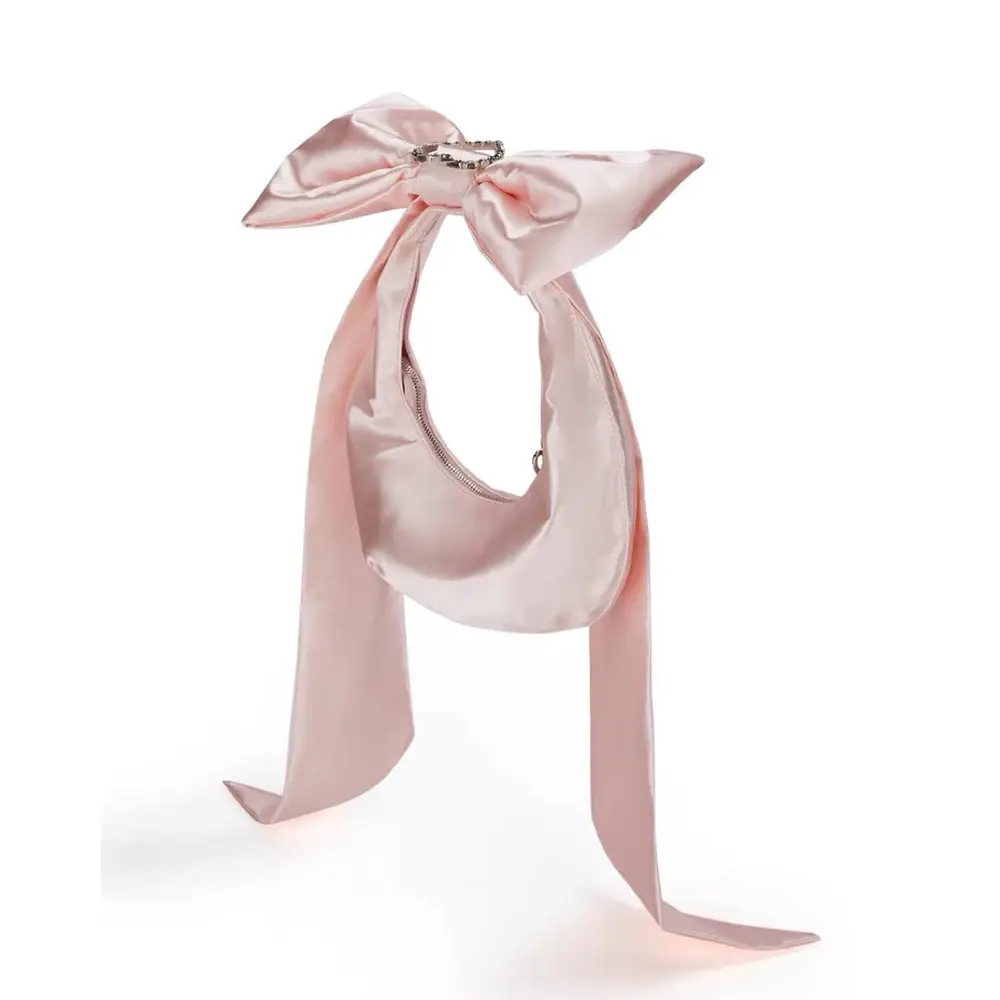 Luxury Bowknot Women Shoulder Bag Fashion Satin Handbags Heart Diamond Evening Bags for Women Silk Underarm Bag Designer Clutch