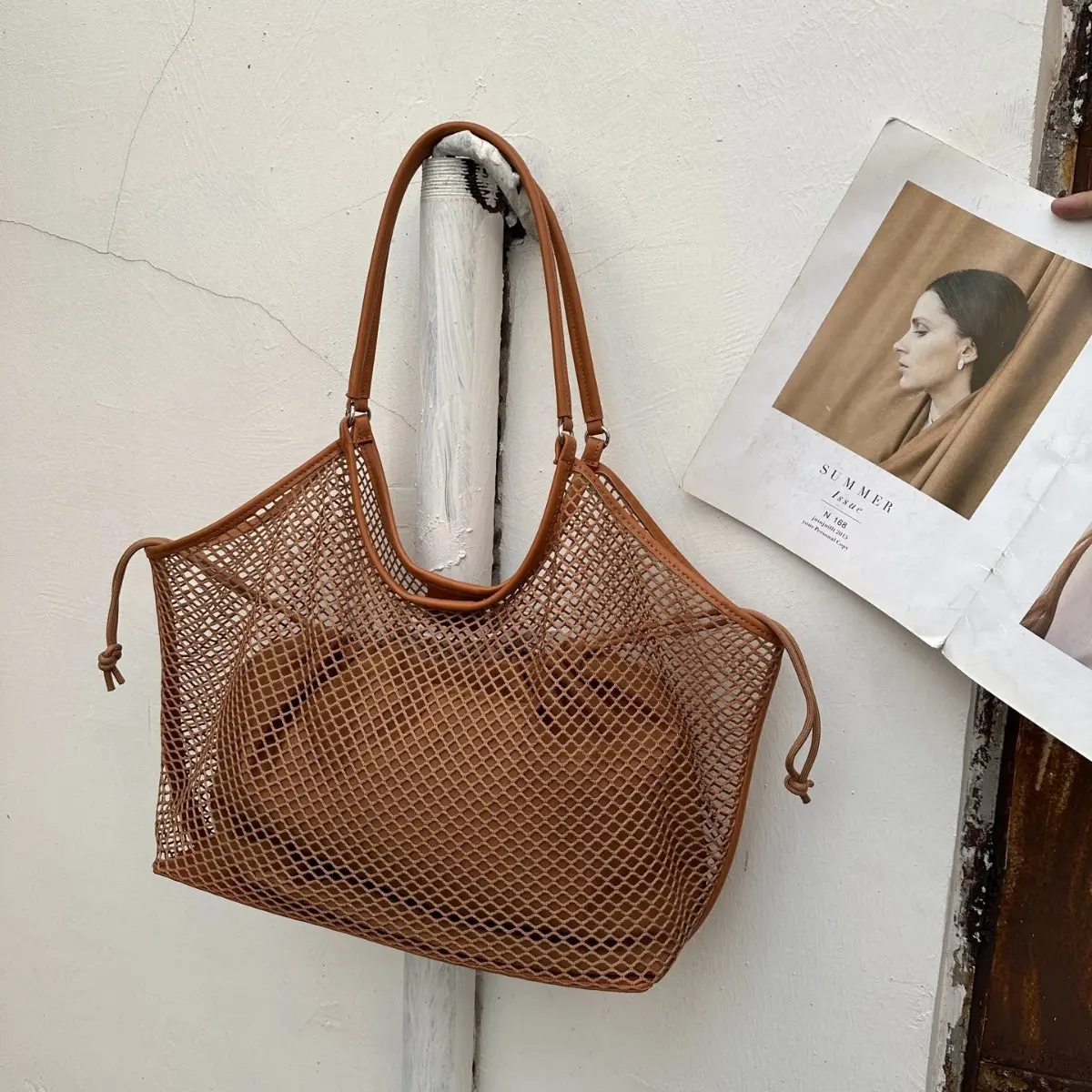 Hollow Mesh Wing Bags for Women Large Travel Beach Shoulder Bag Summer Fishing Net Designer Handbag Luxury Women Bags NEW Purses