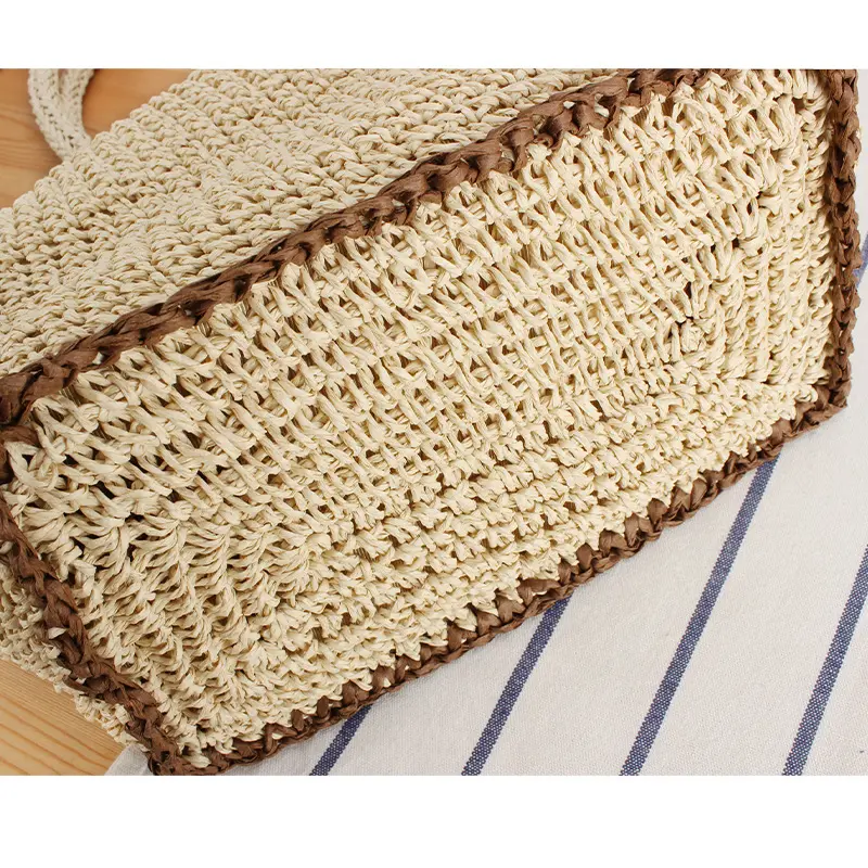Handmade Paper Rope Crossbody Bags for Women Summer Woven Beach Bag Tote Handbags Bali Travel Straw Shoulder Bag Shopper Purses