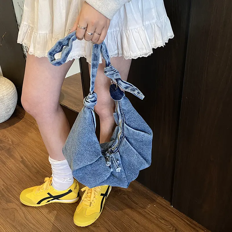 Half Moon Ruched Cloud Bags for Women Shoulder Bag Canvas Crescent Crossbody Bags Fashion Croissant Handbags and Purses Hobo NEW