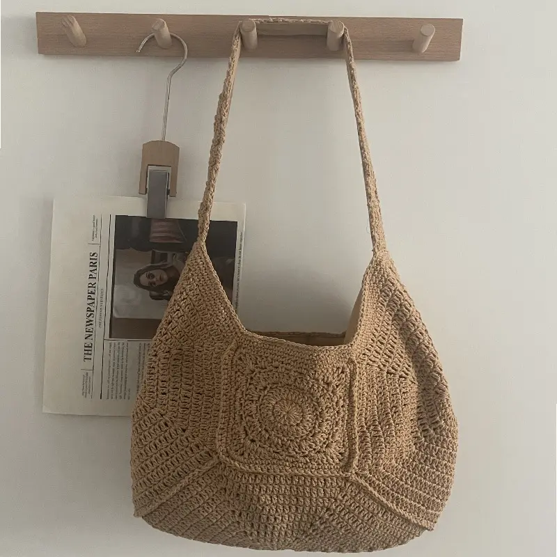Rope Crochet Tote Bag Large Capacity Woven Bags for Women Knitted Shoulder Bag Summer Travel Beach Bags Soft Shopper Purses NEW