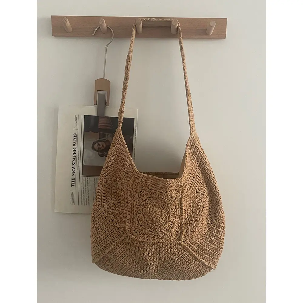 Rope Crochet Tote Bag Large Capacity Woven Bags for Women Knitted Shoulder Bag Summer Travel Beach Bags Soft Shopper Purses NEW