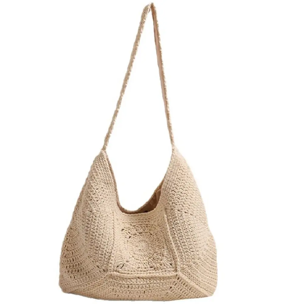 Rope Crochet Tote Bag Large Capacity Woven Bags for Women Knitted Shoulder Bag Summer Travel Beach Bags Soft Shopper Purses NEW