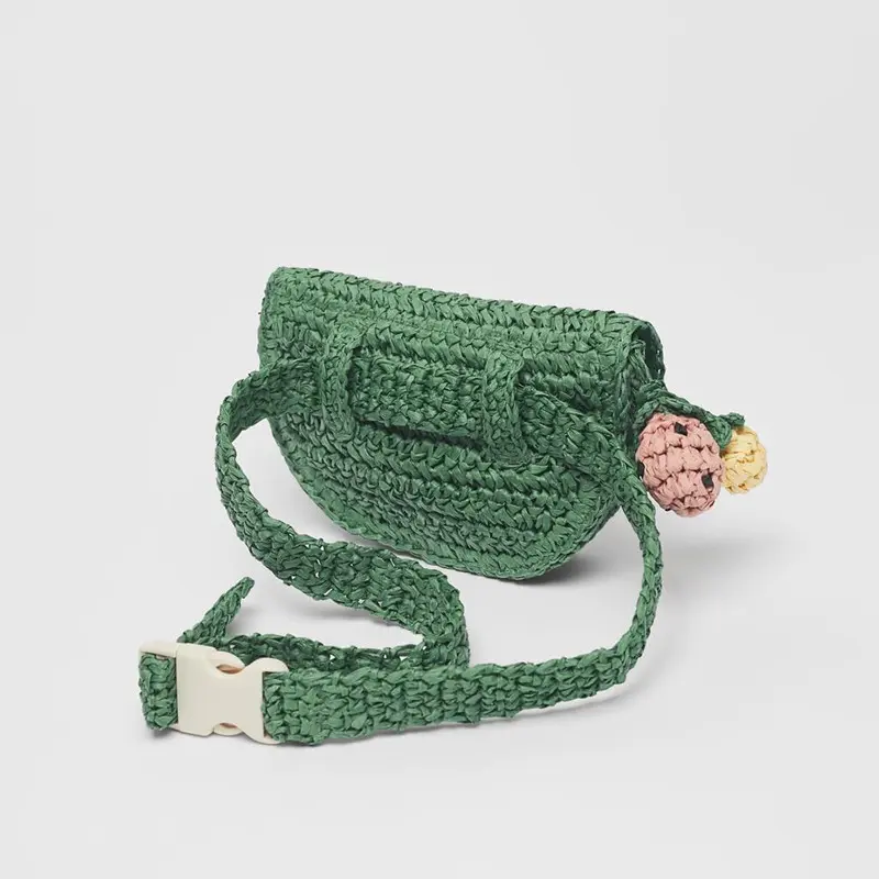 Watermelon Woven Bag Cute Fruit Straw Bags for Women Waist Pack Crochet Shoulder Crossbody Bags Handmade Paper Rope Beach Bag