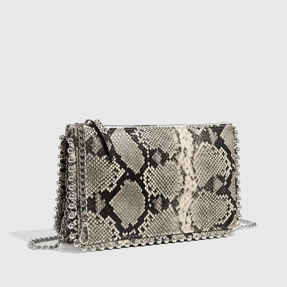 Fashion Serpentine Women Shoulder Bag Beaded Chains Crossbody Bags for Women Square Purses Snake Pattern Women's Bag NEW 2025