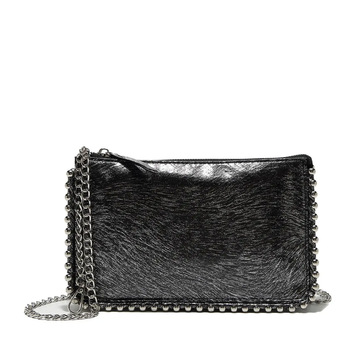 Fashion Woven Straw Shoulder Bag Beaded Chains Crossbody Bags for Women 2025 Designer Demin Phone Flap Handbag and Purses NEW